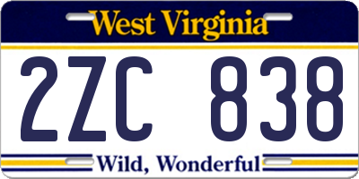 WV license plate 2ZC838