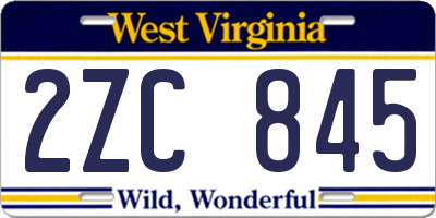WV license plate 2ZC845