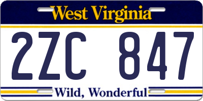 WV license plate 2ZC847
