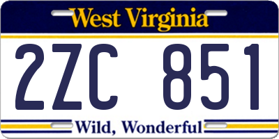 WV license plate 2ZC851
