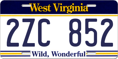 WV license plate 2ZC852