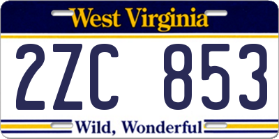 WV license plate 2ZC853