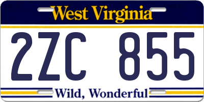 WV license plate 2ZC855