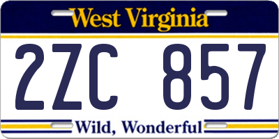 WV license plate 2ZC857