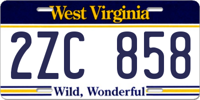 WV license plate 2ZC858