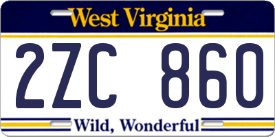 WV license plate 2ZC860