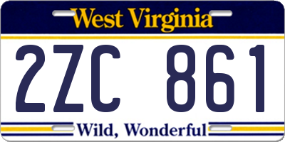 WV license plate 2ZC861