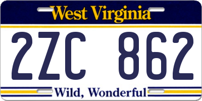 WV license plate 2ZC862