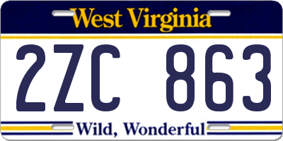 WV license plate 2ZC863