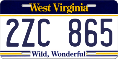 WV license plate 2ZC865