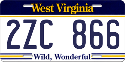 WV license plate 2ZC866