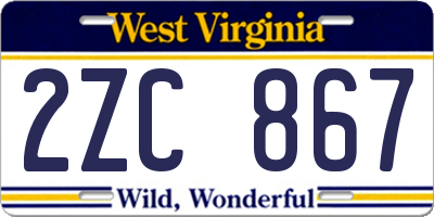 WV license plate 2ZC867