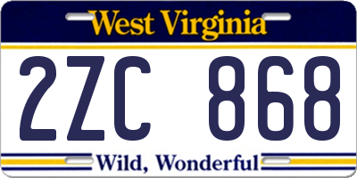 WV license plate 2ZC868