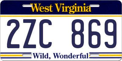 WV license plate 2ZC869