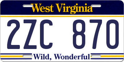 WV license plate 2ZC870