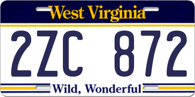 WV license plate 2ZC872