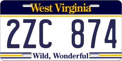 WV license plate 2ZC874