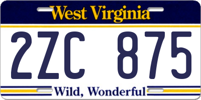WV license plate 2ZC875