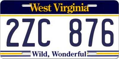 WV license plate 2ZC876