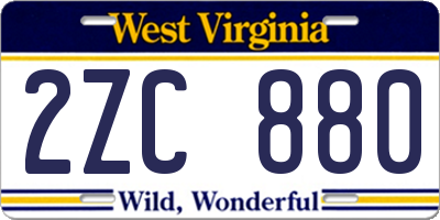 WV license plate 2ZC880