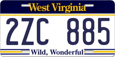 WV license plate 2ZC885