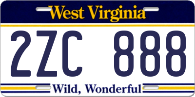 WV license plate 2ZC888