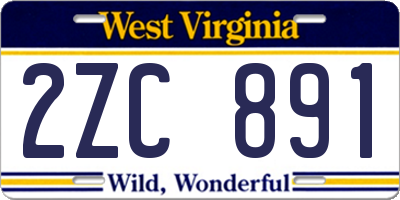 WV license plate 2ZC891