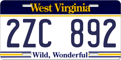 WV license plate 2ZC892