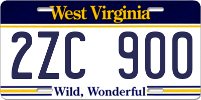 WV license plate 2ZC900
