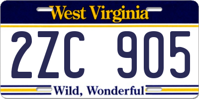 WV license plate 2ZC905