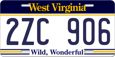 WV license plate 2ZC906