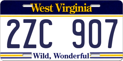 WV license plate 2ZC907