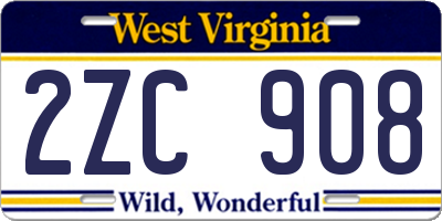 WV license plate 2ZC908
