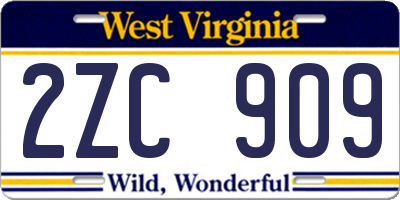 WV license plate 2ZC909