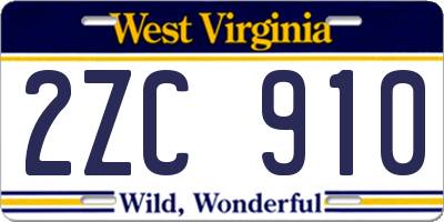 WV license plate 2ZC910