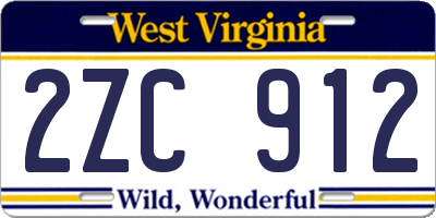 WV license plate 2ZC912