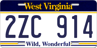 WV license plate 2ZC914
