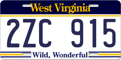 WV license plate 2ZC915