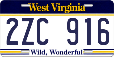 WV license plate 2ZC916
