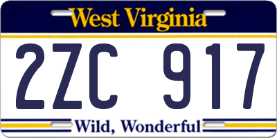 WV license plate 2ZC917