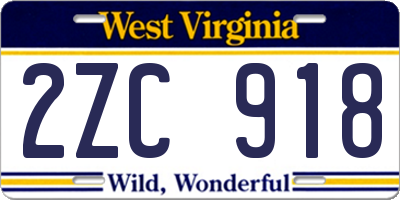 WV license plate 2ZC918