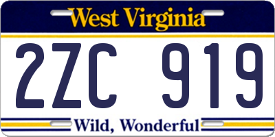 WV license plate 2ZC919
