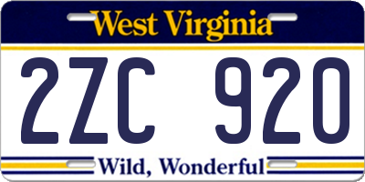 WV license plate 2ZC920