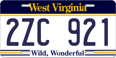 WV license plate 2ZC921