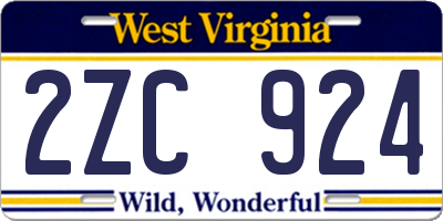 WV license plate 2ZC924