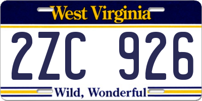 WV license plate 2ZC926