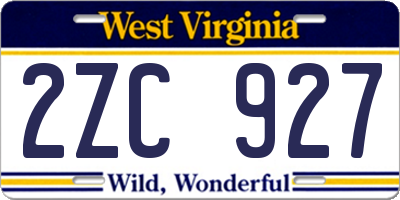 WV license plate 2ZC927