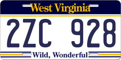 WV license plate 2ZC928