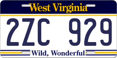 WV license plate 2ZC929