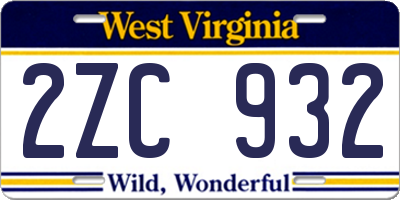 WV license plate 2ZC932